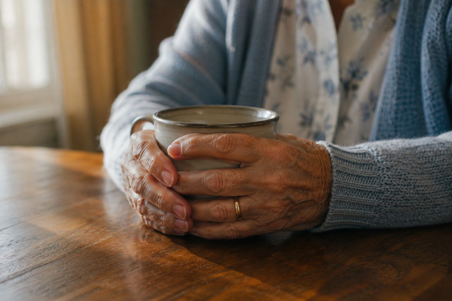 A homeowner considering their options over a cup of coffee