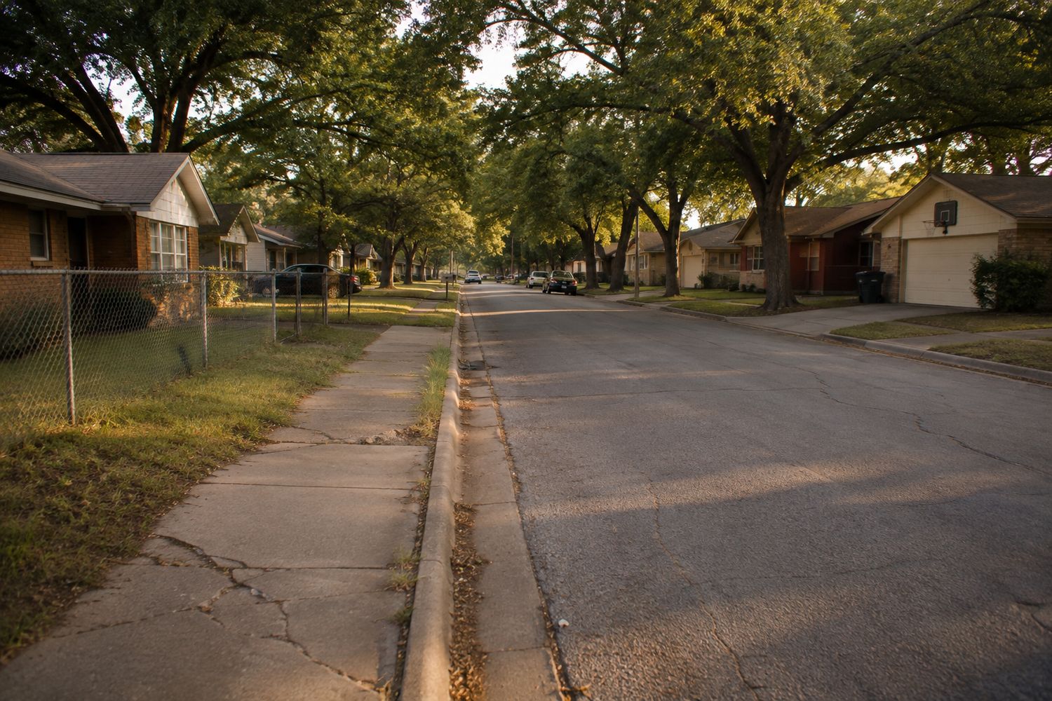 An established residential street in the Dallas-Fort Worth area